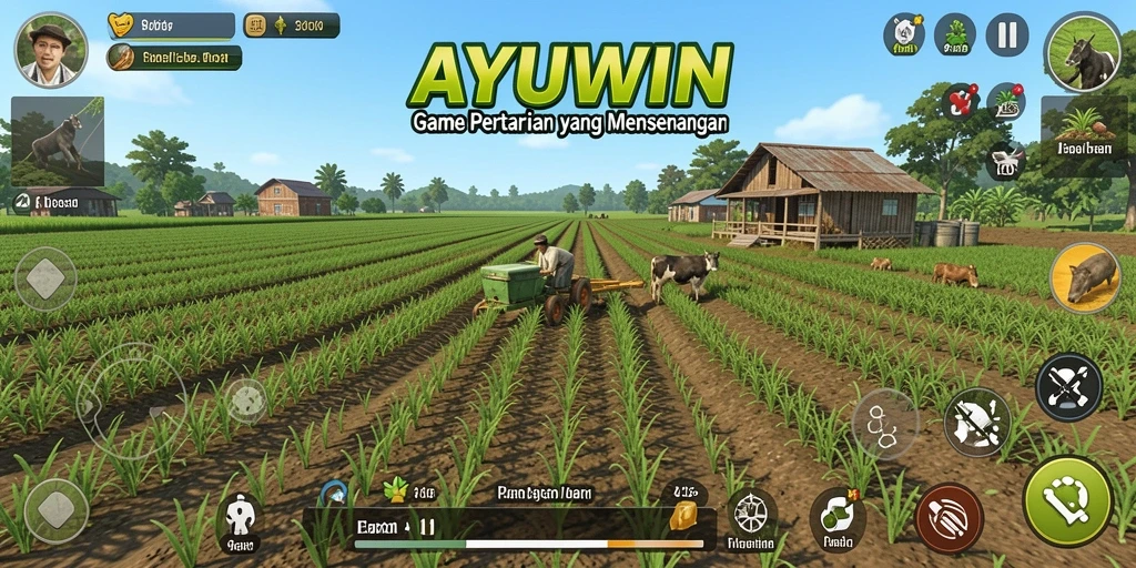 Gambaran gameplay AYUWIN yang seru dan interaktif dalam bertani.