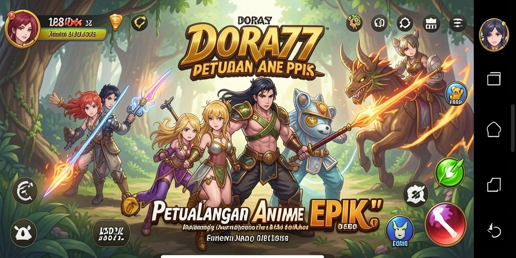 Gameplay DORA77 menampilkan karakter Anime dalam pertempuran yang seru.