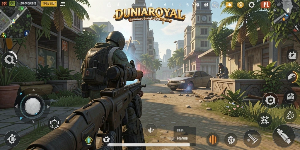 Tampilan menakjubkan dari aksi gameplay DUNIAROYAL yang penuh tantangan.