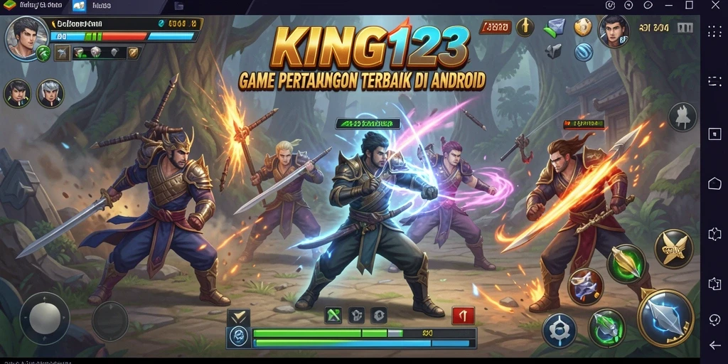 Tampilan gameplay KING123 menampilkan pertarungan seru antara karakter-karakter unik.