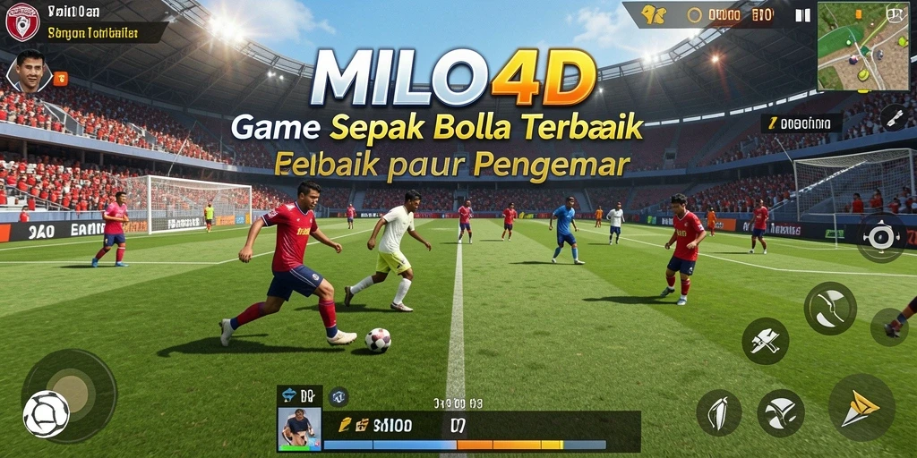 Tampilan gameplay sepak bola yang seru dan mendebarkan.