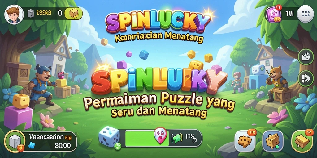 Tampilan gameplay menarik dari SPINLUCKY dengan berbagai teka-teki.