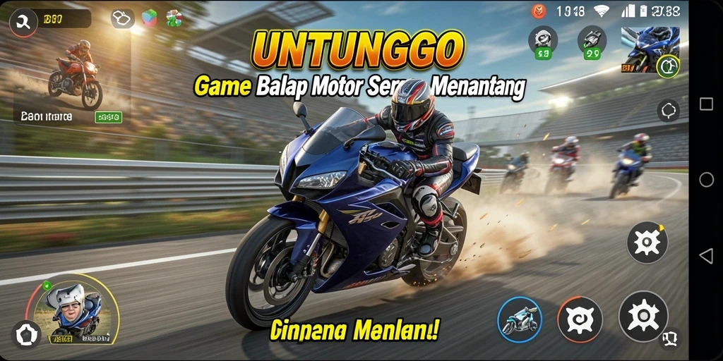 Tampilan gameplay balap motor yang mendebarkan di UNTUNGGO.