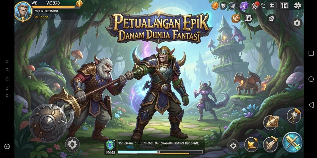 Screenshot WE878 menampilkan pertempuran seru dalam dunia fantasi yang epik.
